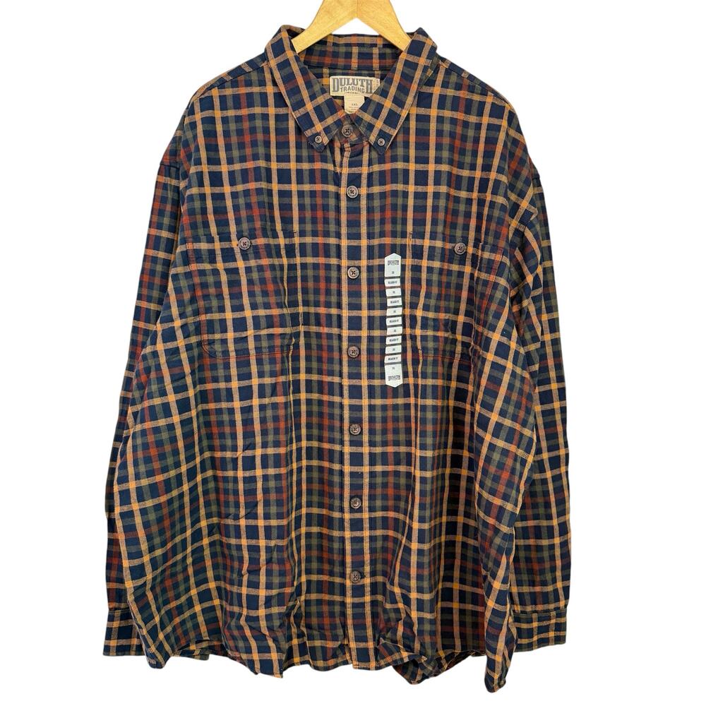 Duluth Trading Co NEW Free Swingin Relaxed Fit Flannel Shirt 3XL Plaid Blue